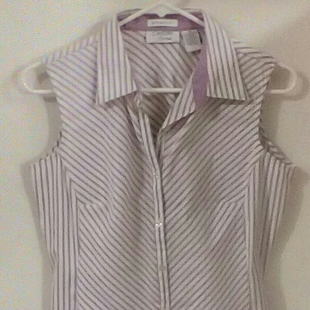 Envision Avenue Striped Sleeveless Blouse