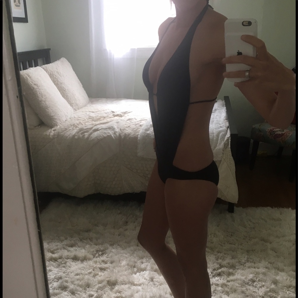 NWT Black Plunge Black Monokini Swimsuit XS - Picture 6 of 7