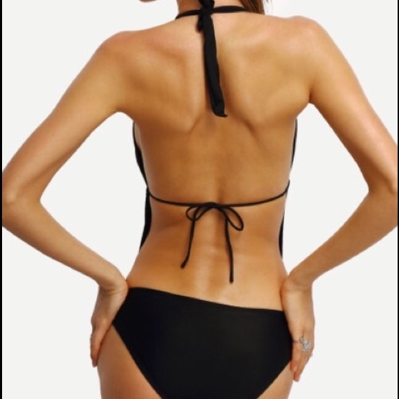 NWT Black Plunge Black Monokini Swimsuit XS - Picture 3 of 7