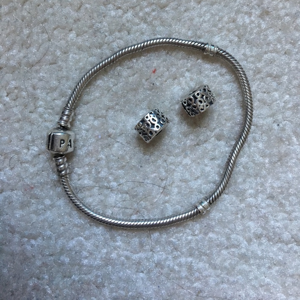 Pandora silver bracelet, with silver stoppers