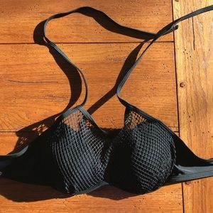 Black high neck, netted bikini top