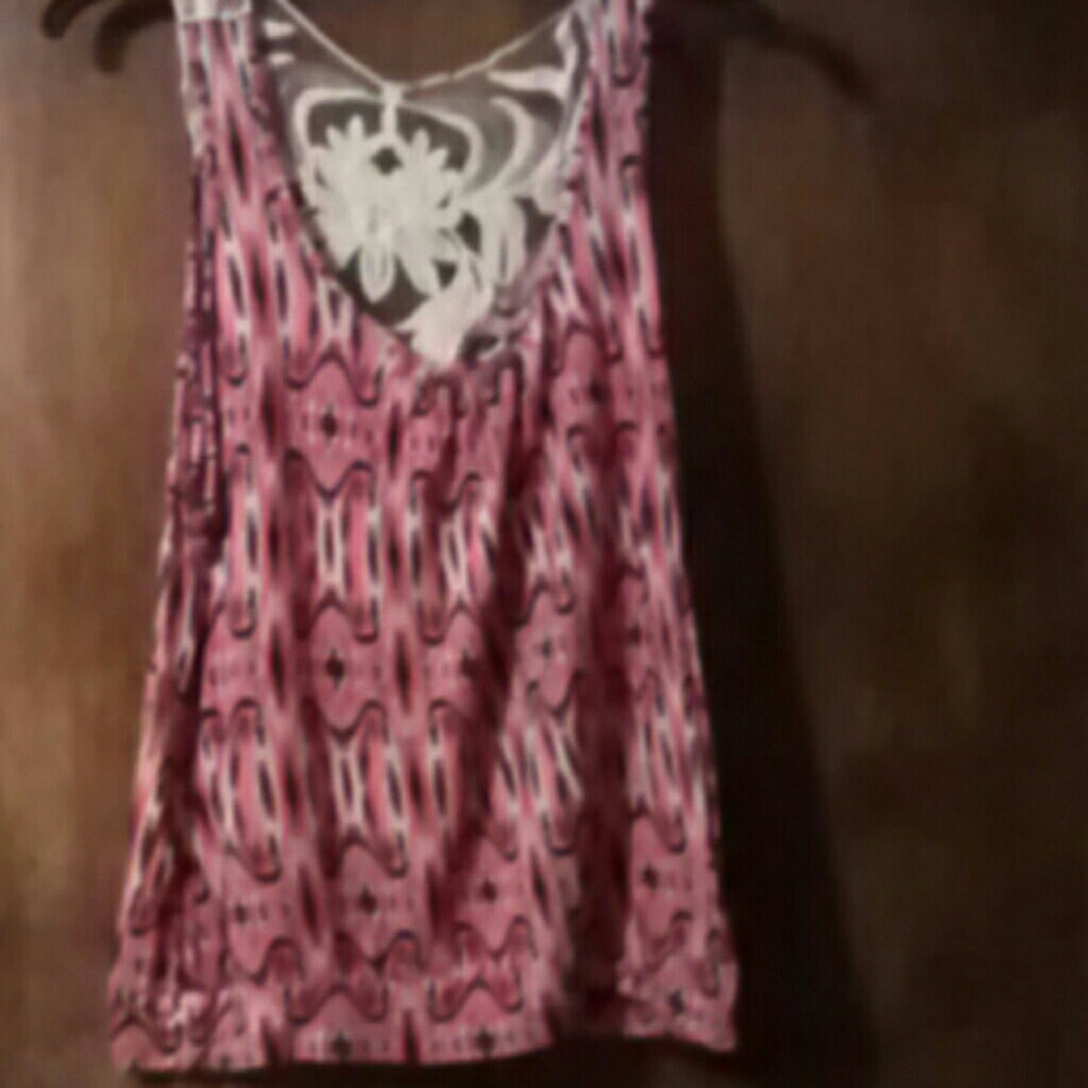 Multi colored tank top with lace back
