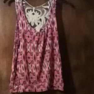 Multi colored tank top with lace back