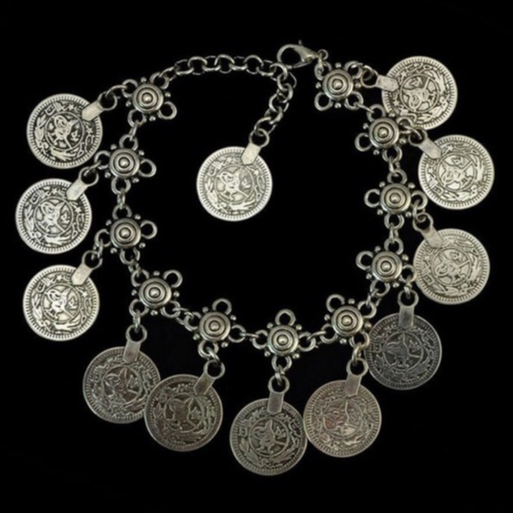 🌴SALE🌴🆕 Antique Silver Boho Coin Ankle Bracelet - Picture 5 of 6