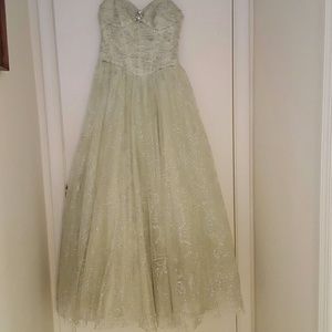 Masquerade pale green with silver accent gown