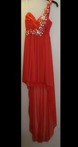 Blood orange formal with train