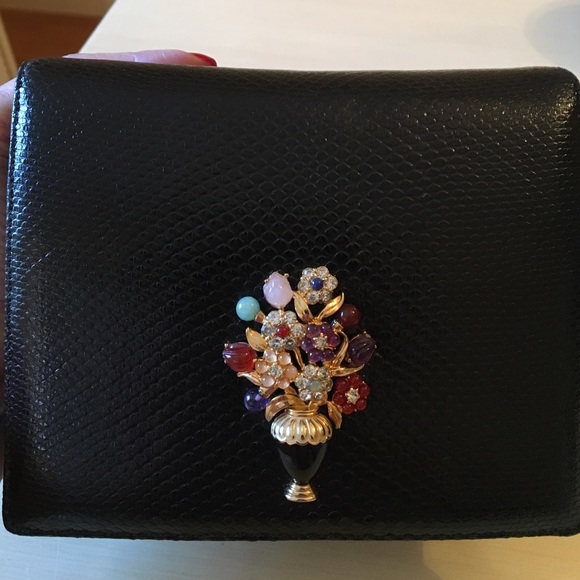 Judith Leiber Handbags - Judith Leiber Black Snakeskin Bag w/Embellishment