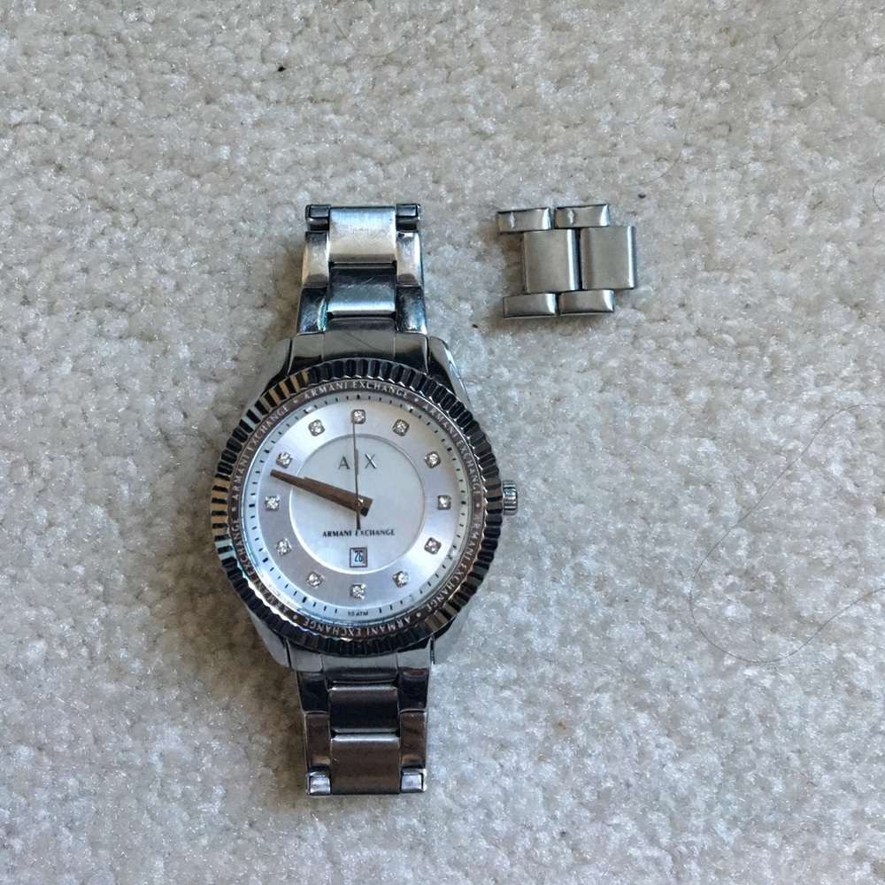 Armani exchange silver watch with  crystals