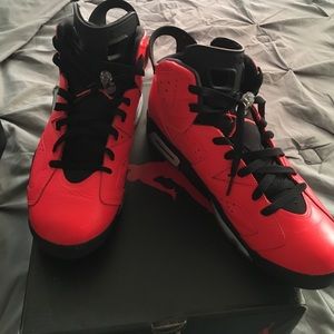 Neon pink Infrared Jordan's