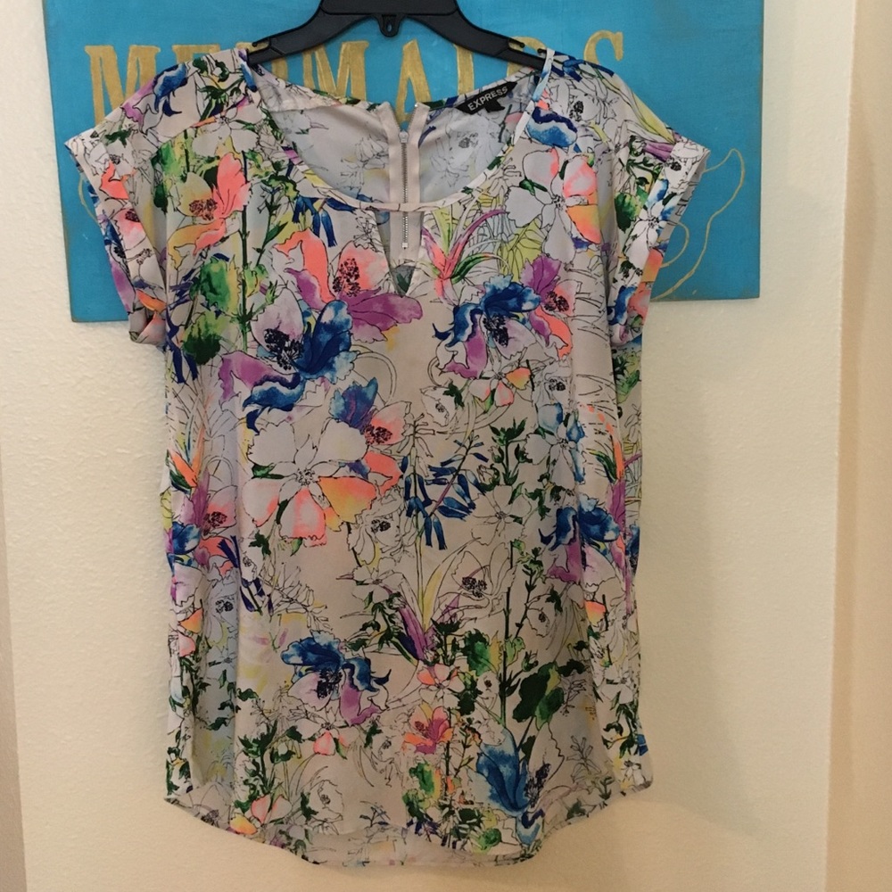 Floral silk top from express