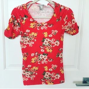 Red Floral Top