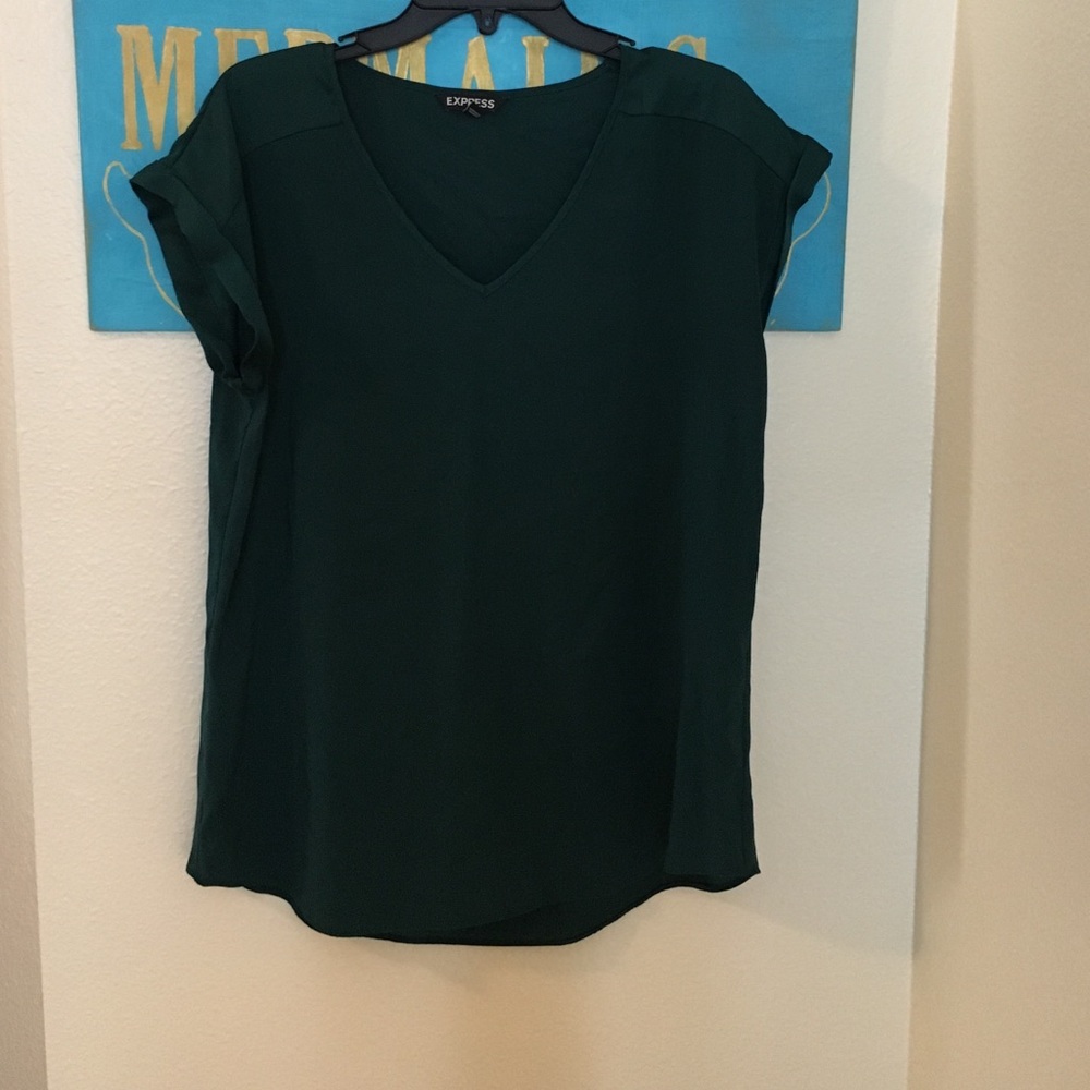Dark green silk top from express