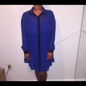 Jessica Simpson Blue Long Sleeve Sheer Dress