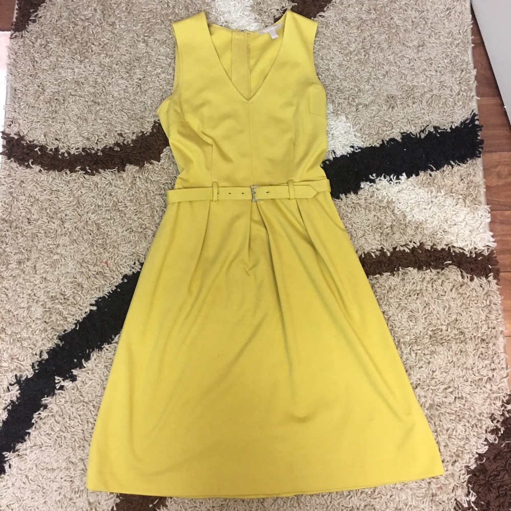Banana republic yellow belted dress