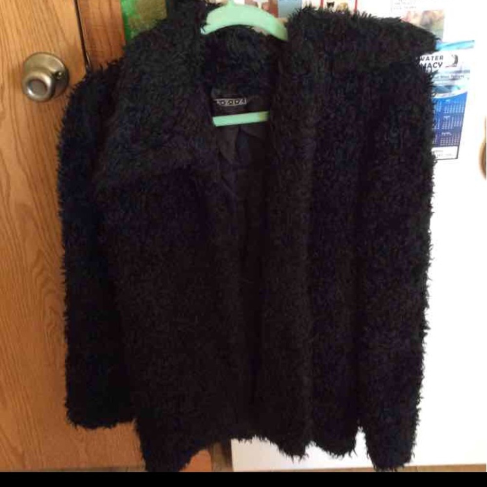 Black Shearling Oversized Coat
