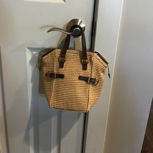 Authentic YSL straw and leather purse.