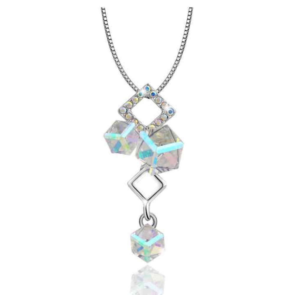 18K Swarovski Cube Pendant Necklace