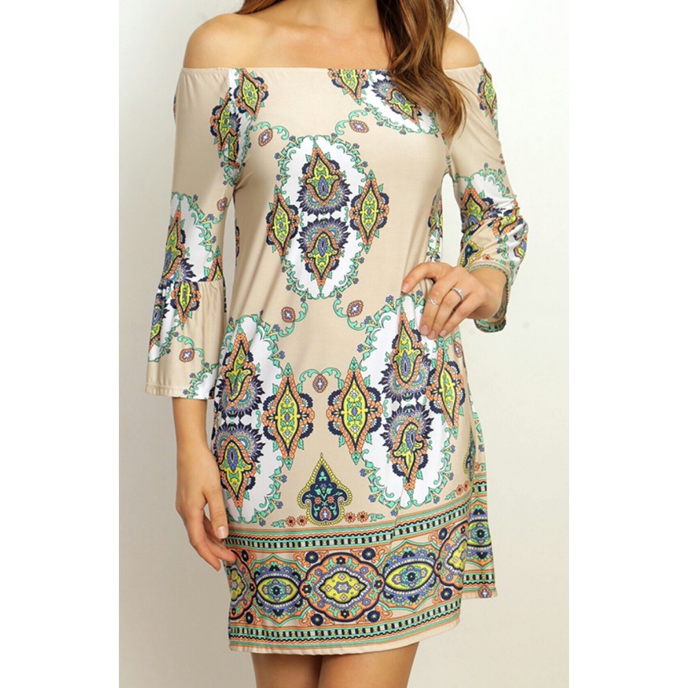 Paisley Off The Shoulder Dress