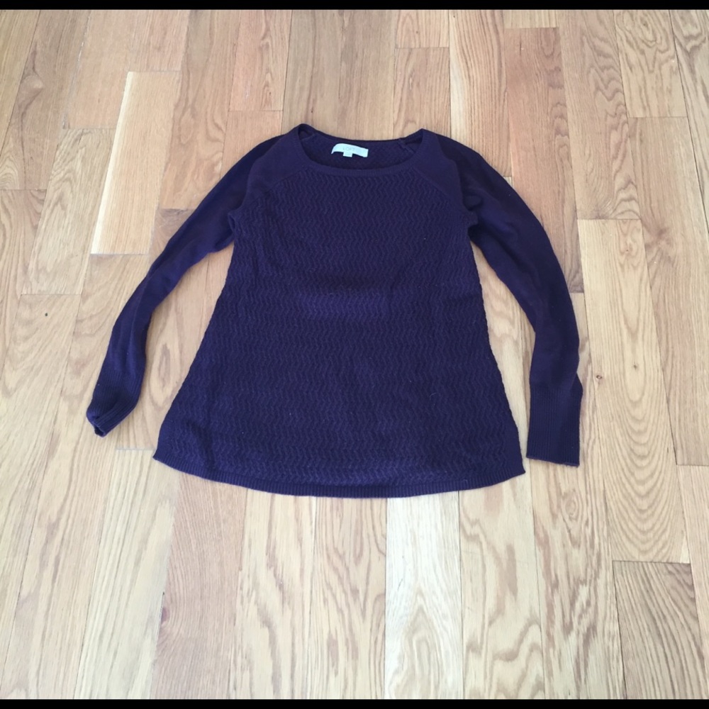 Ann Taylor Loft burgundy Chevron Knit Sweater