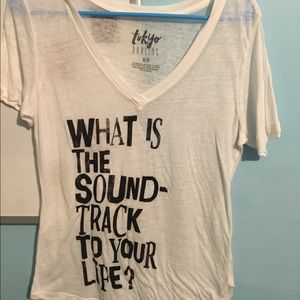 White and black music tee shirt