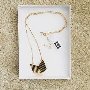 Gold Stacked Chevron Pendant Necklace