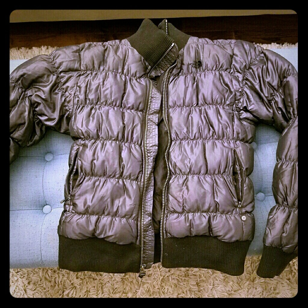 Slate gray North Face puffer jacket