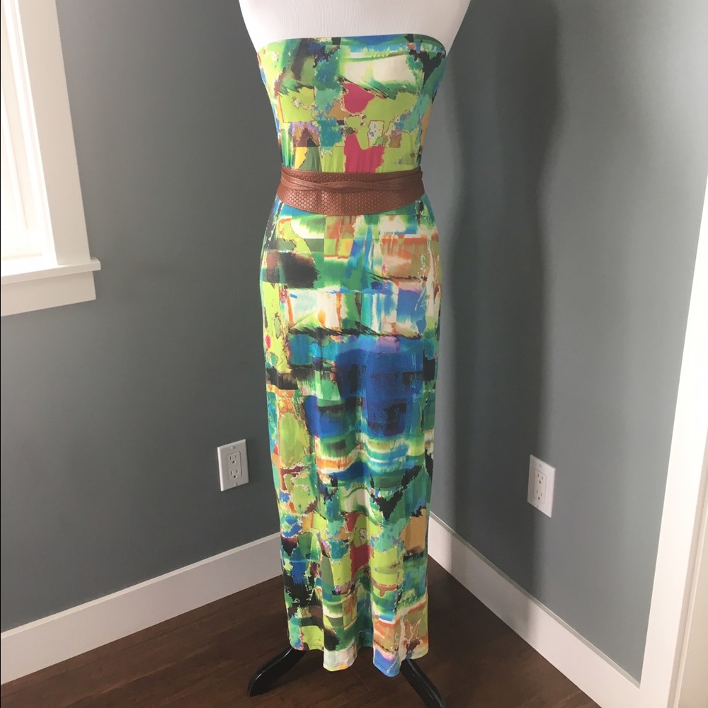 Cotton strapless multi-colored sundress