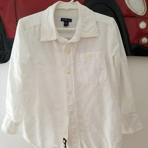 Gap boys white cotton/linen button down shirt