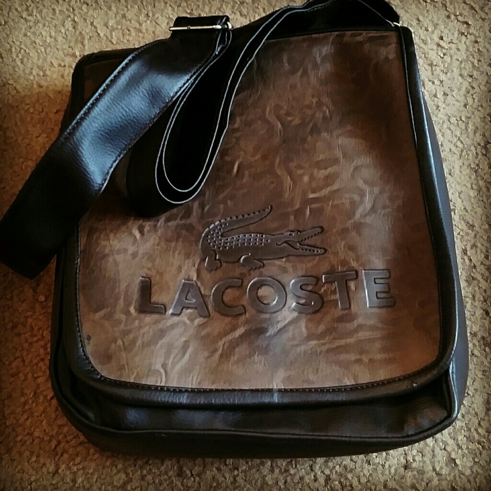 Lacoste leather messenger bag