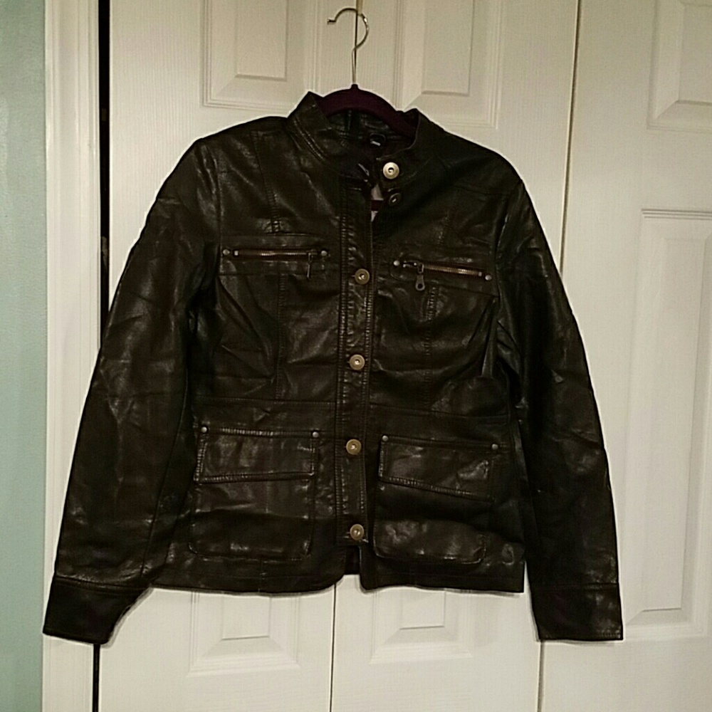Lapis faux leather jacket