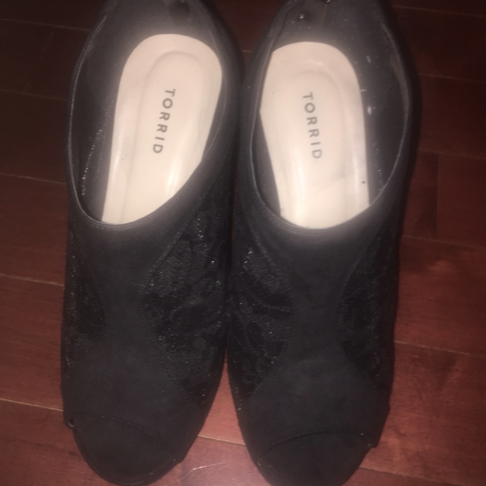 Torrid lace peep toe wedges
