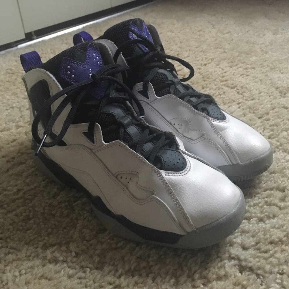 white purple and black nike jordans