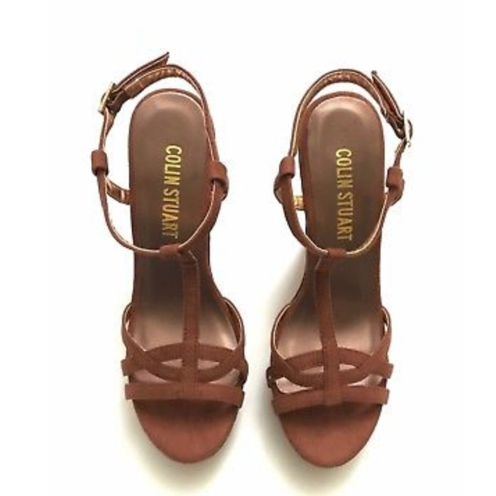 Colin Stuart Women's Wedge Brown Sandals Size 6.5