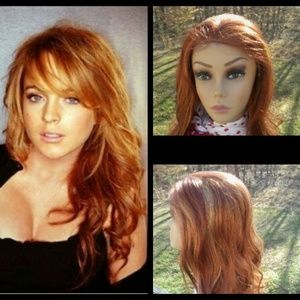 Gorgeous Red with Blonde Highlights Lace Wig