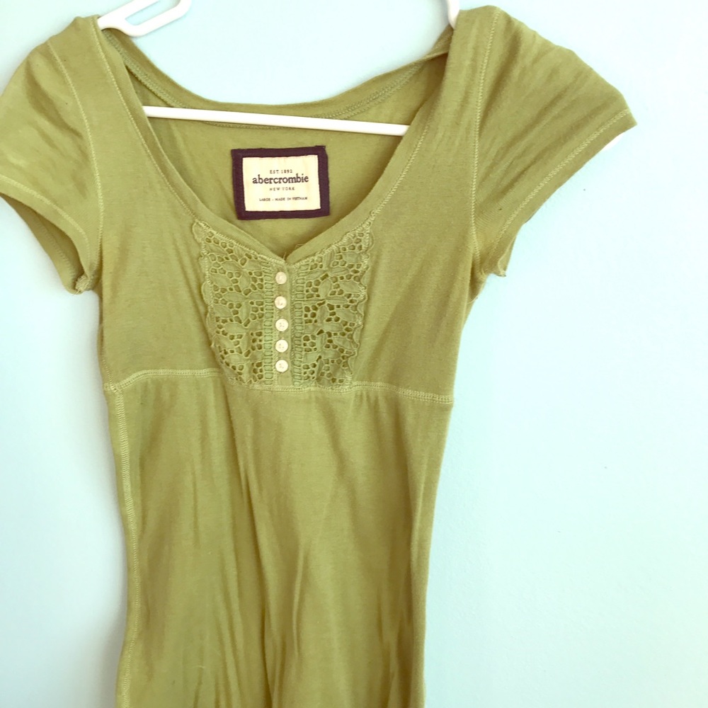 Green eyelet short sleeve top
