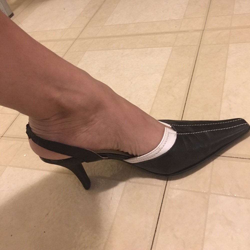 Black and White Slingbacks