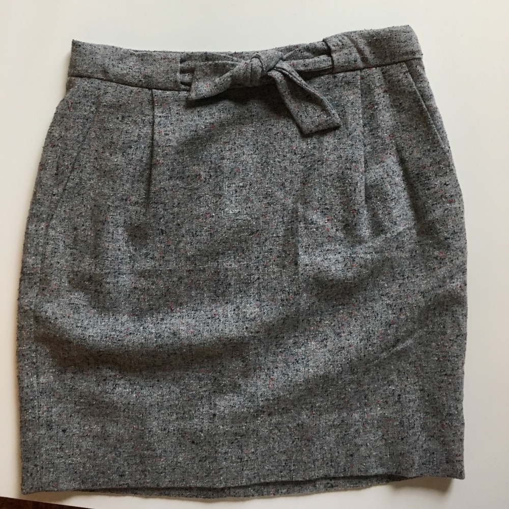 J.Crew Tie-waisted Mini Tweed Skirt - Gray - 00