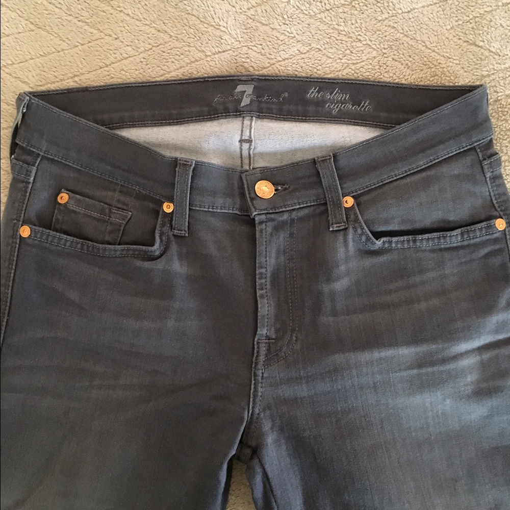 7 grey slim cigarette jeans