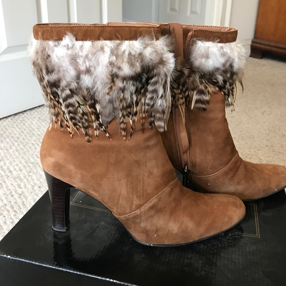 Brown suede leather boots