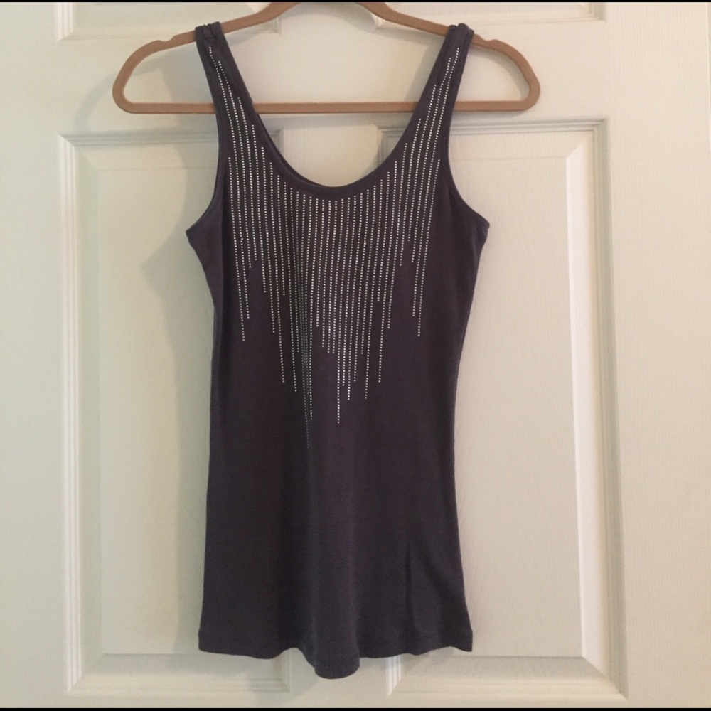 Express charcoal colored tank top with sparkle