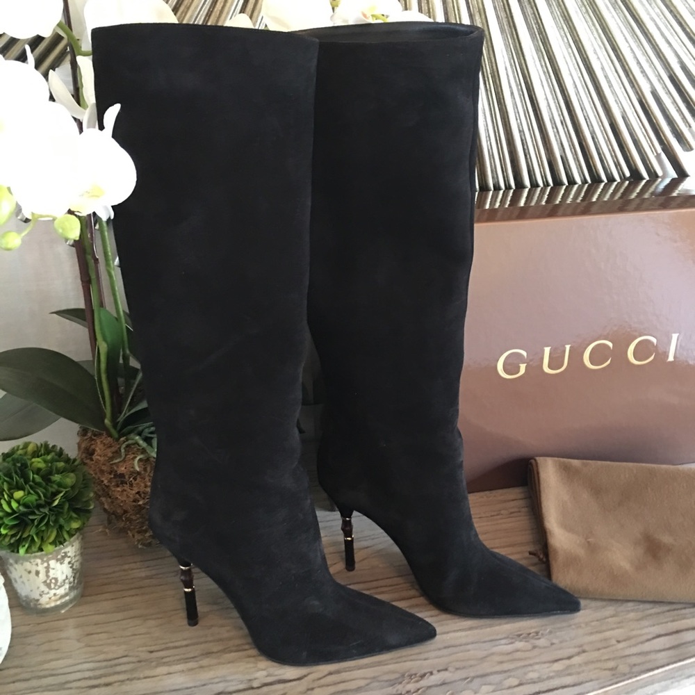 Gucci Black Suede knee high boots - Picture 2 of 4