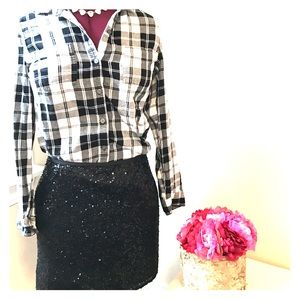 J. Crew Black Sequined Mini Skirt