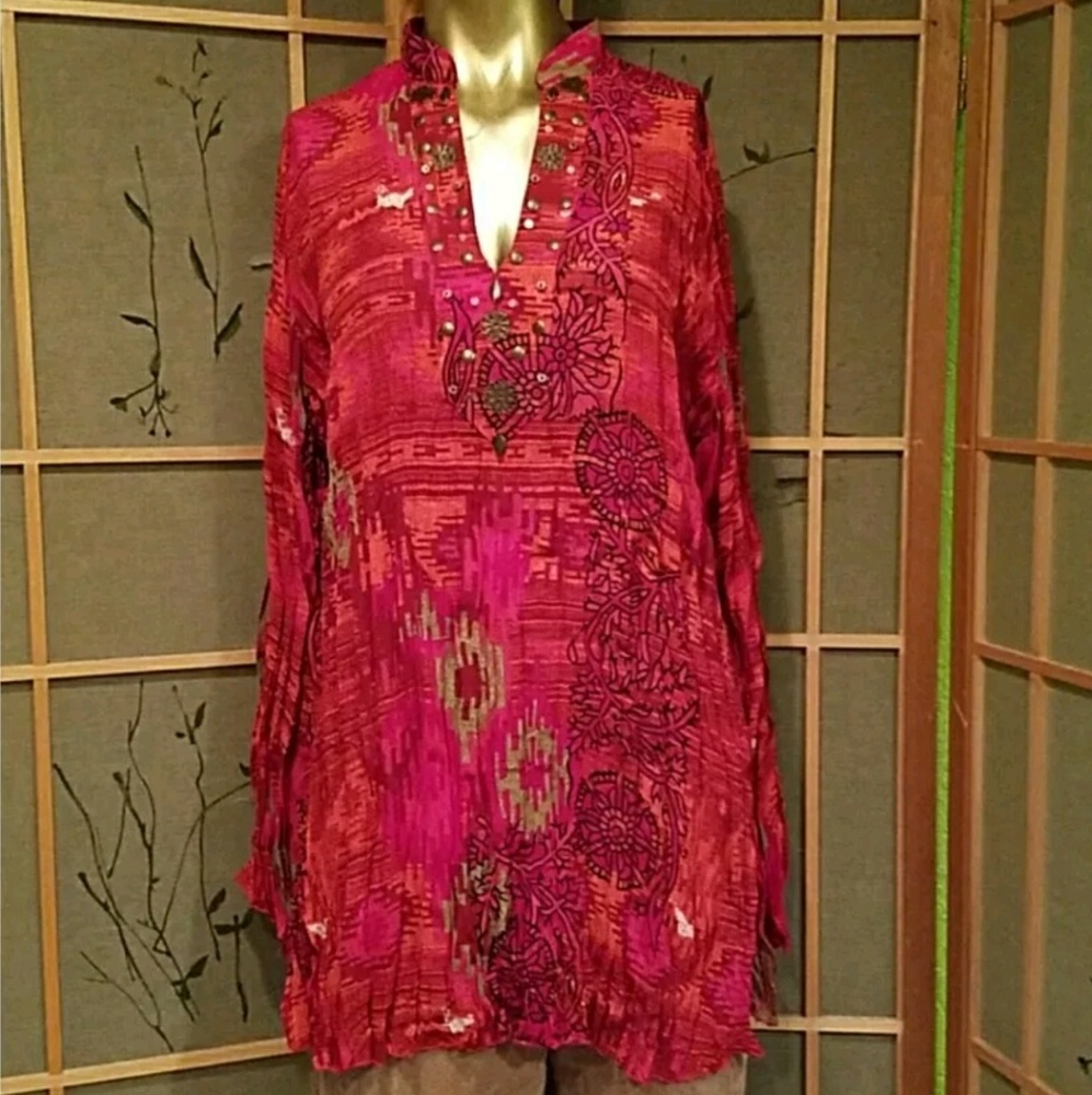 Ashley Stewart Multicolor Crinkly Top Sz...1X