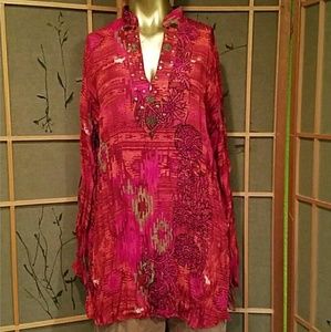 Ashley Stewart Multicolor Crinkly Top Sz...1X