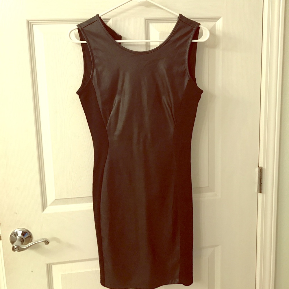 Leather mini dress