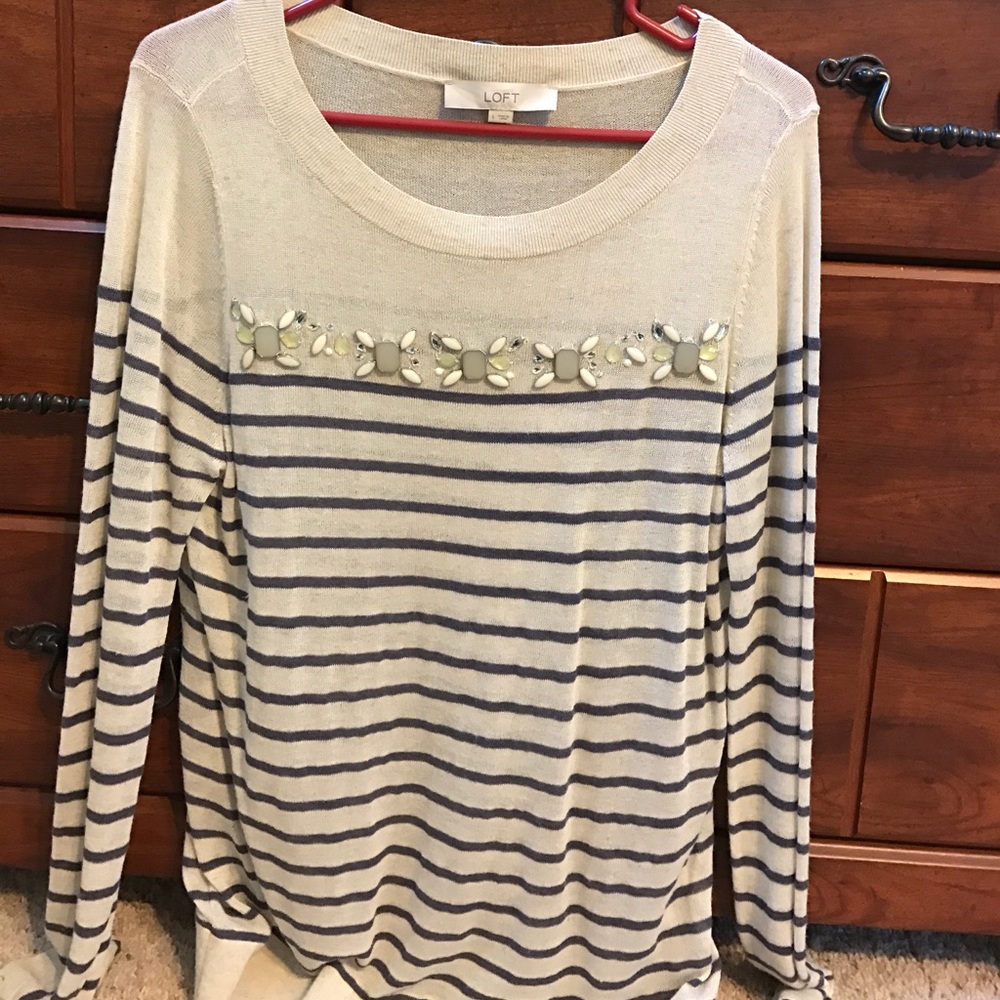 Loft cream linen sweater-hardly worn!!