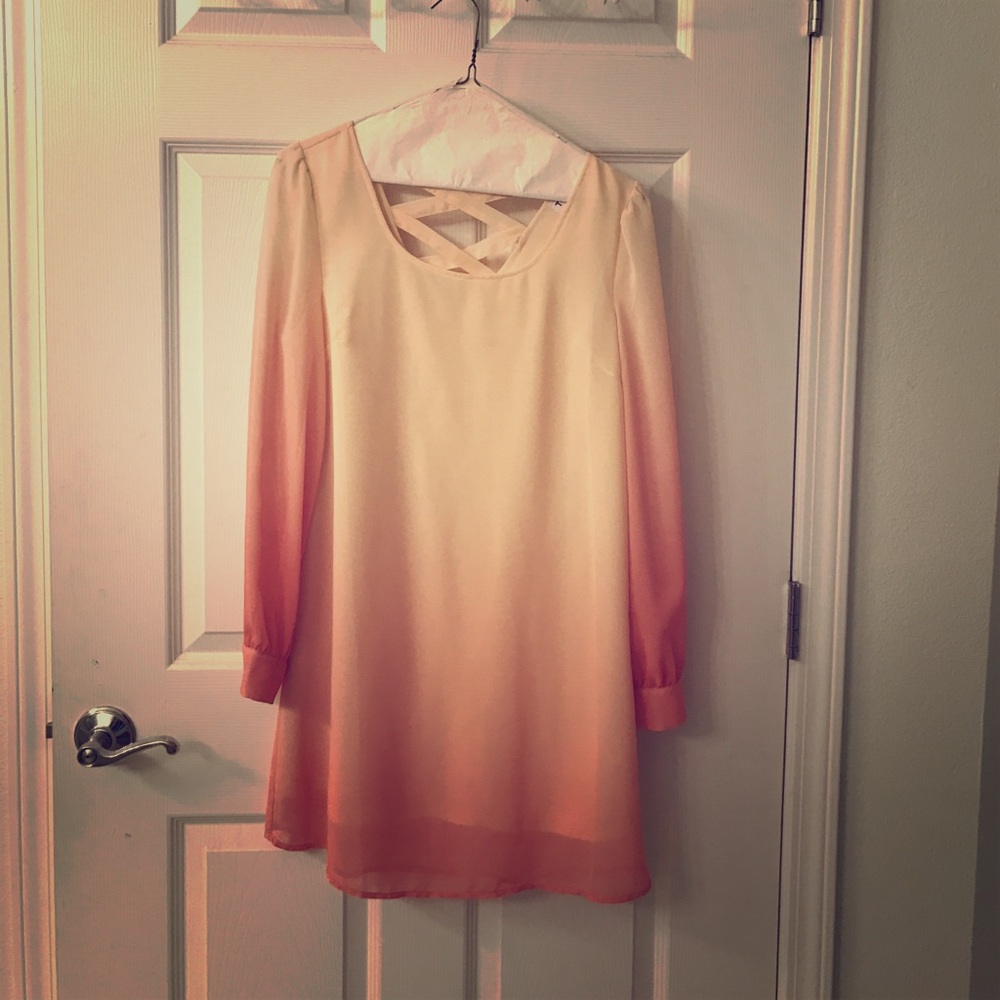 Tan / pink ombré shift dress