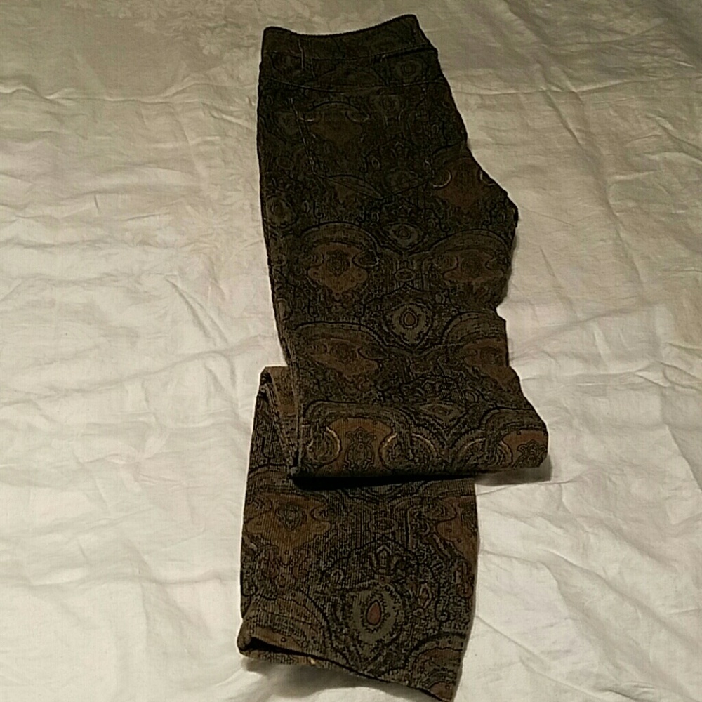 Free People paisley print corduroy pants sz 28 EUC