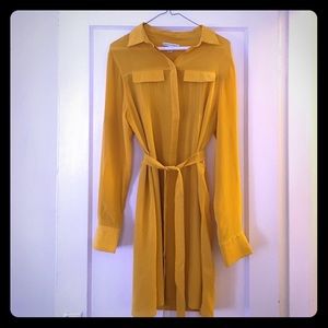 Canary Yellow Banana Republic Silk Shirt Dress