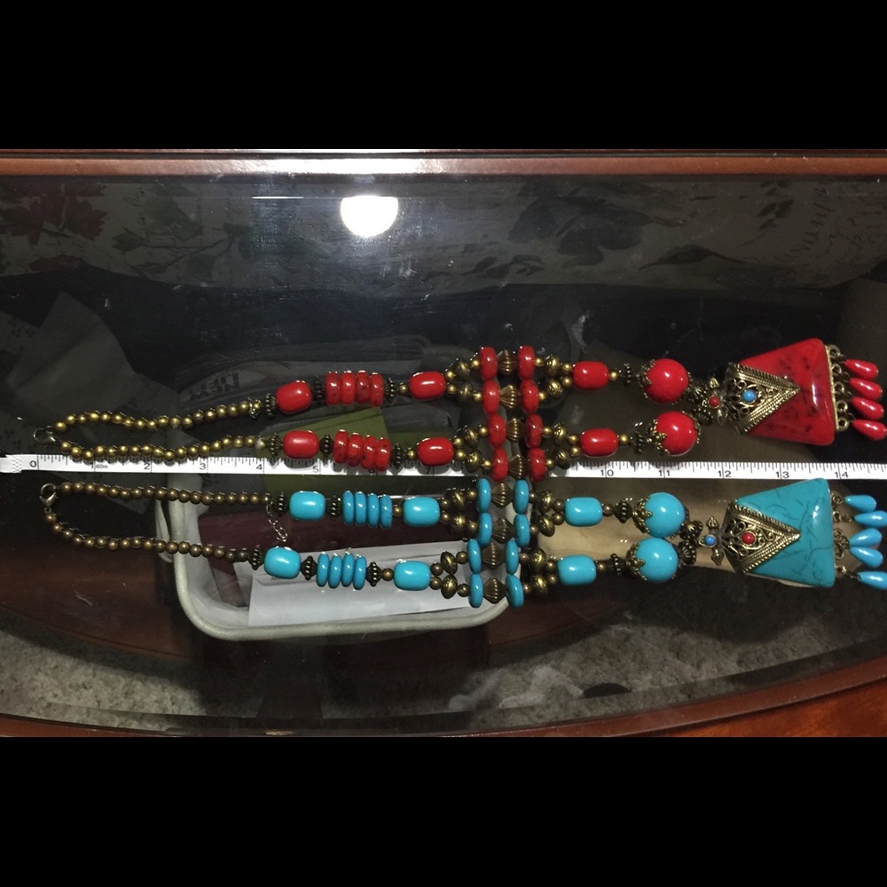 torqouise & coral gorgeous necklace 14.5inch